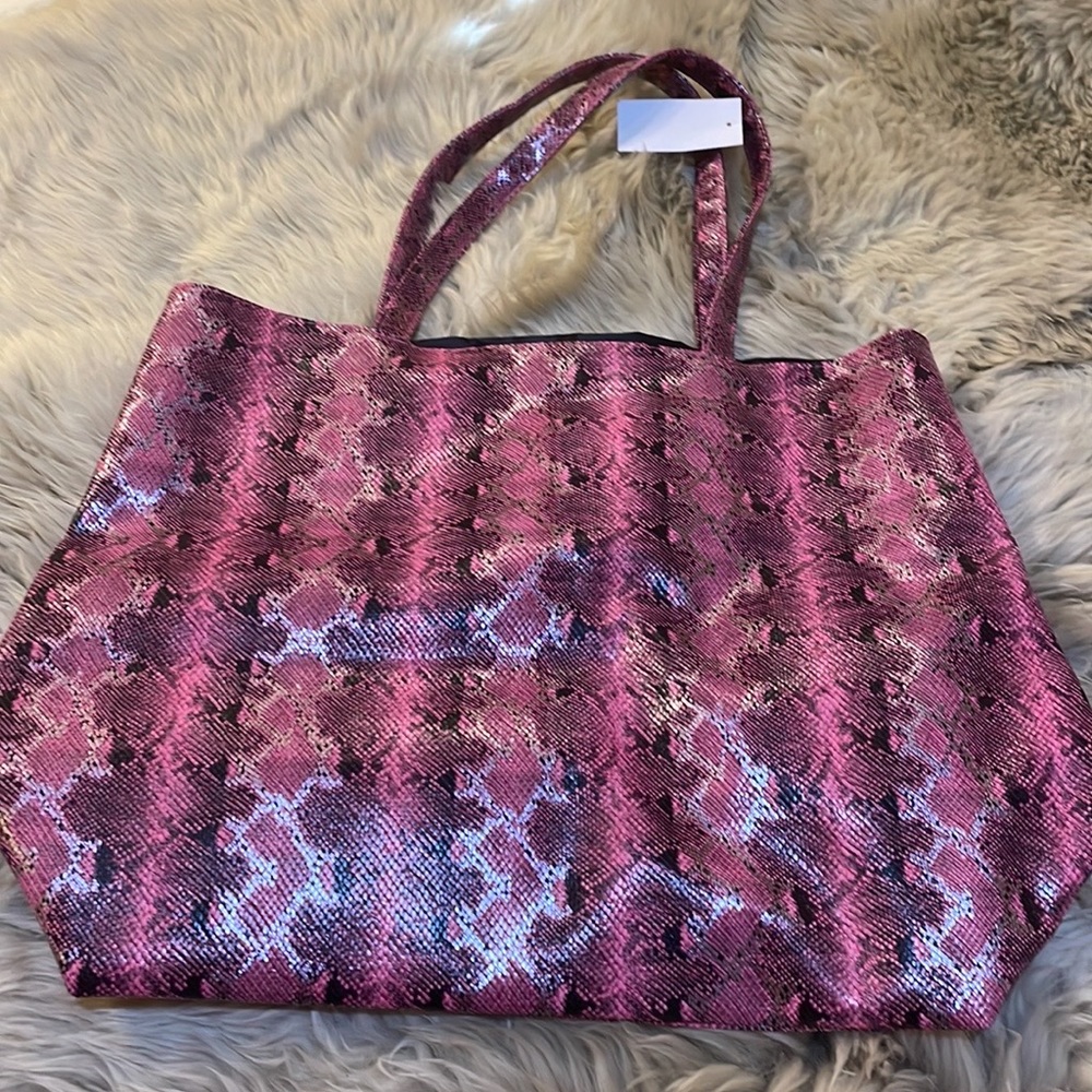 Snake print tote